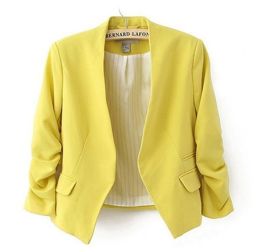New-2014-autumn-winter-fashion-Casual-blazer-women-Candy-Color-ladies-coat-Slim-Solid-puff-sleeve (4)