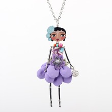 Neway doll necklace dress pendant coral trendy new 2015 acrylic alloy cute girl women flower figure