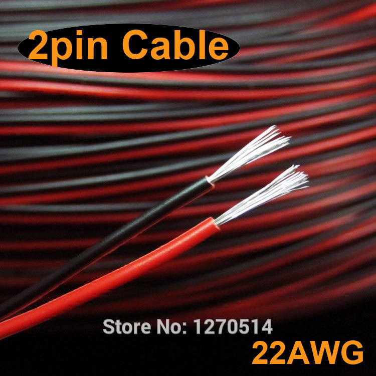 Tinned copper 22AWG 2 pin Red Black cable PVC insulated wire Electric cable LED cable Free