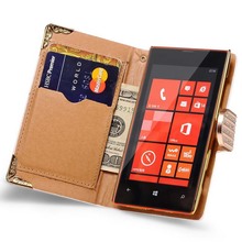 Wallet Flip Leather Case for Nokia Lumia 520 Bling Rhinestone Phone Case for Microsoft Lumia 520