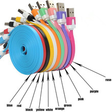 Cable for iphone 4 5 5s 6 6s and Micro USB cable 1m 2m 3m noodle flat data charger cable for Samsung for Ipad 2 3 for ios 7 8 9