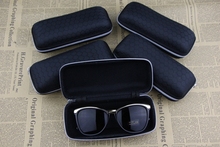 black Waterproof sunglasses case Plaid pattern zipper large capacity leather glasses box Soft velvet lining Convenience carry