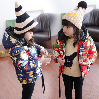 Free shipping new arrival Children's clothes girl cartoon winter coat with thick cotton-padded clothes hooded winter outerwear