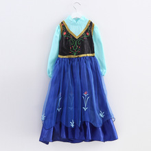 2015 Frozene Anna Princess Dress Christmas Children Clothing Girls Long sleeve Dresses and Red Cloak Baby