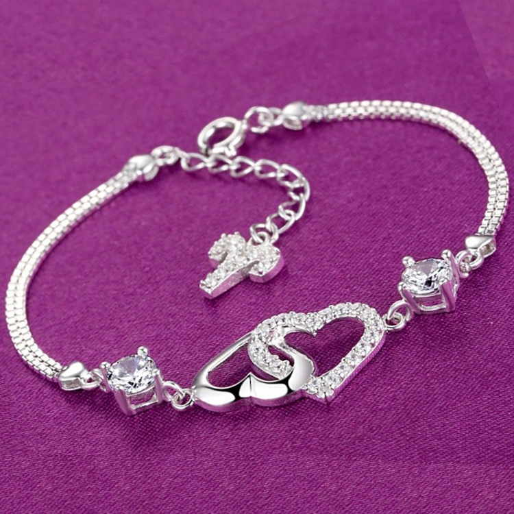 100-Sterling-Silver-925-Jewelry-Heart-Silver-Bracelet-Fine-Jewelry-Top ...