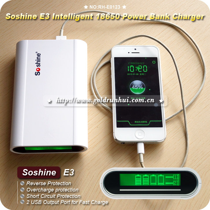 Soshine e3  4  18650       iphone 5 6