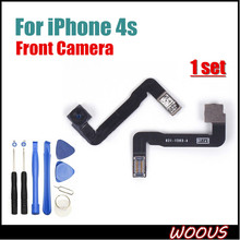 1set New arrivel Mobile phone front camera for iphone 4S front camera with flex cables + tool