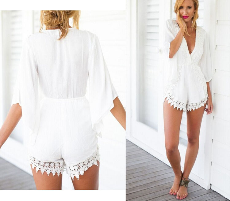 all white jumpsuit shorts