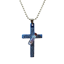 Punk Style Stainless Steel Bible Cross Ring Pendant Necklace Fashion Jewelry For Men