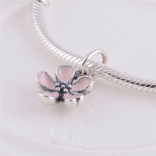 925 Sterling Silver Jewelry Wholesale Daisy Charm Pendant With Pink Enamel Infinity Love Bracelets Bangles Lw260