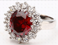 Retail 925 Silver Jewelry Fashion Jewelry Inlaid Female Modern Fine Redstone Ring GLTH1164