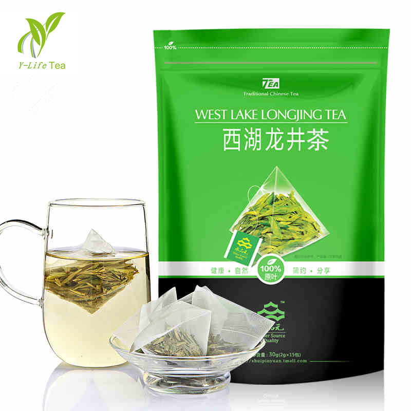Promotion 15 bags Chinese 100 Natural Organic Green Tea Teabags 2015 West Lake Longjing tea Good