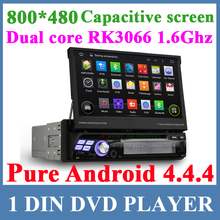 Pure android 4.4.4 1 DIN car DVD GPS Stereo Dual core RK3066 CPU with GPS WIFI 3G Bluetooth 800*480 Capacitive screen Car radio