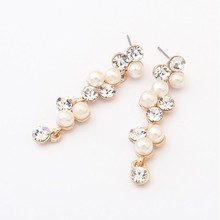 Min.order is $10 (mix order) 11K19 Fashion Elegant Rhinestone pearl earrings Rivet Stud Sexy earrings ! Free shipping