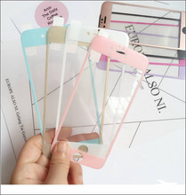 5.5 3D Carbon Fiber Colors Shatter Proof Tempered Glass Film Front Screen Protector Decal for iphone6s Plus Body Protection