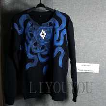 2016 Fashion High Quality Marcelo Burlon Geometry Hoodies Men wolf Print Pullover Hip Hop Swag Sweatshirt Long Sleeve Clothes