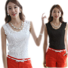 2016 Plus Size XXL Summer Women font b Blouse b font Lace Vintage Sleeveless White Black