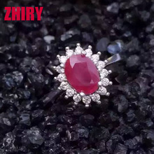 100% Natural Ruby gem stone ring real 925 sterling silver woman jewerly rose gold plated imitation diamond wedding royal