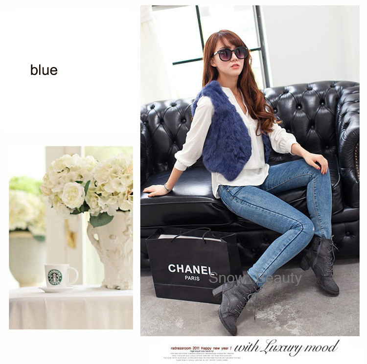 women rabbit fur vest short (24)