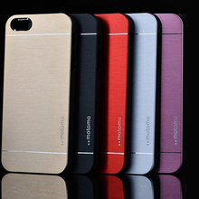 Hot! Deluxe Metal Brush Plastic + Aluminum Case for iphone 5 5s hard cover phone bags Free gift GCA0104#Y5