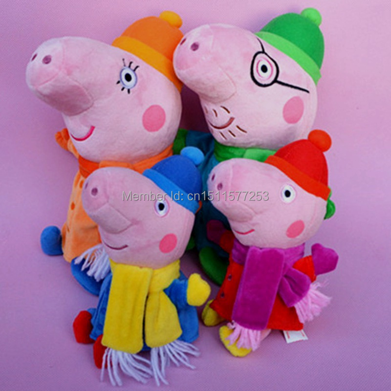 Peppa Pig Plush Toy the Whole Pig Family in Chrismas Version Plush Toy