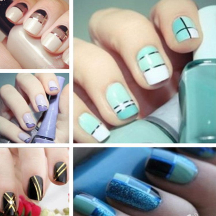 Ski Nail Art Striping Roll Tape With Tip Decoration Sticker Freeshipping Whole 50 Rolls Gold Silver Nail Art Tips Striping Tape Decoration
