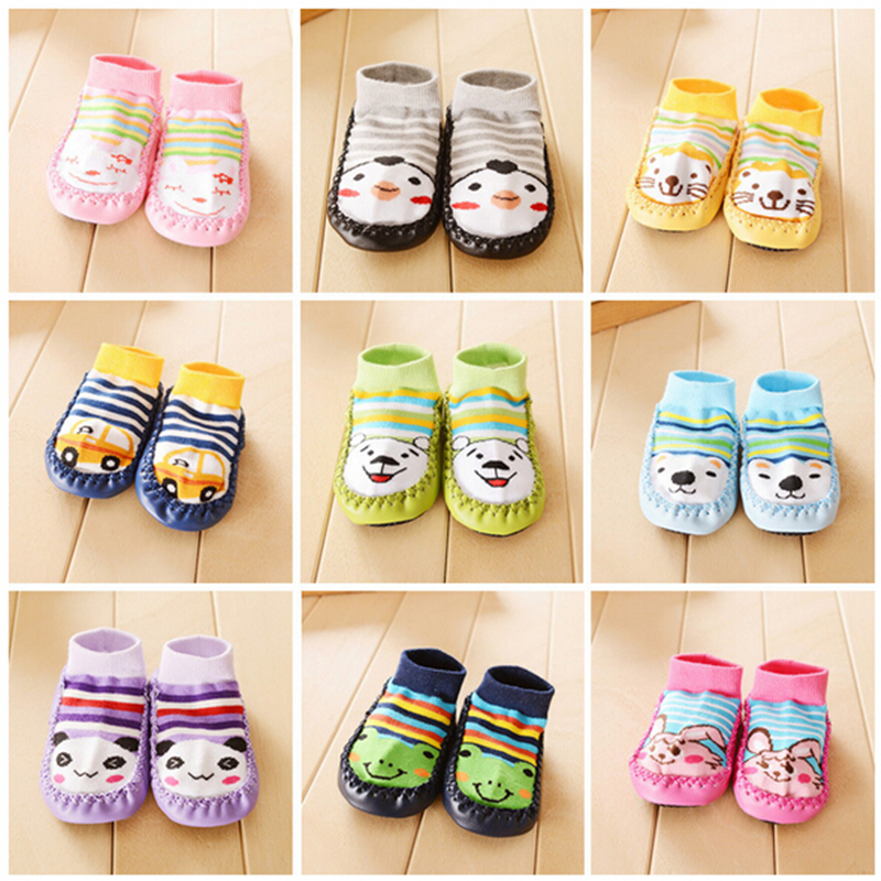 Гаджет  2015 baby shoes socks Children Infant Cartoon Socks Baby Gift Kids Indoor Floor Socks Leather Sole Non-Slip Thick Towel Socks None Детские товары