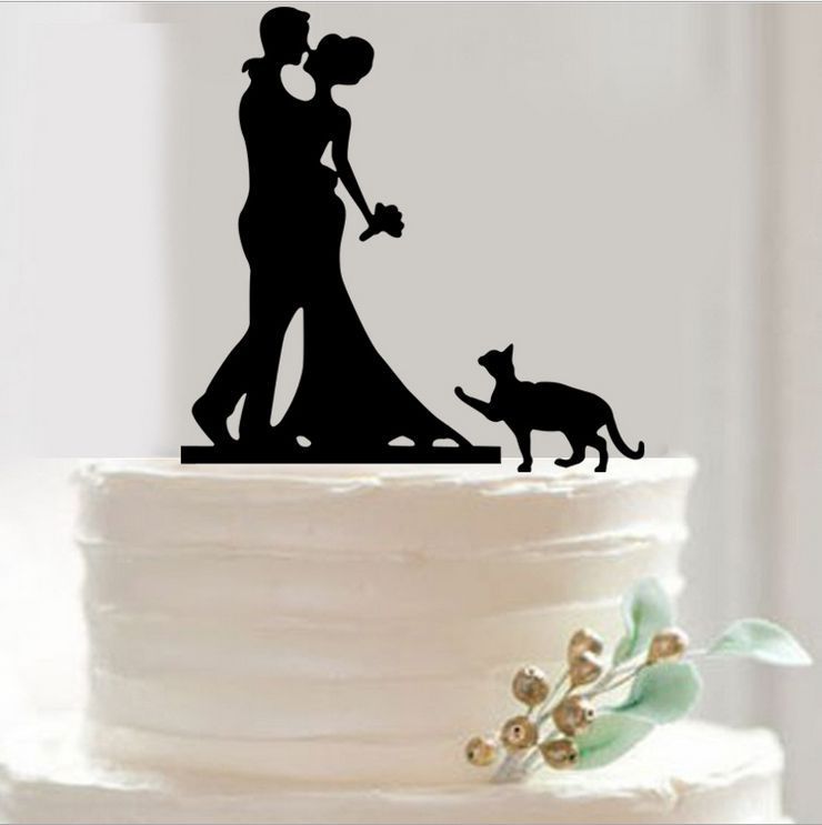 Bride and Groom Cake Topper Acrylic Silhouette Wedding ...