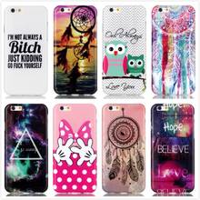 Fashion Pink Bowknot Skull Owl Feather Mobile Phone Back Cover For Apple iphone 6S Plus Capa Para TPU Soft Silicone Case,XS-P009