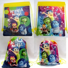 12Pcs Inside Out Cartoon Kids Drawstring Printed Backpack Shopping School Traveling Party Bags Birthday Gifts 28*36CM