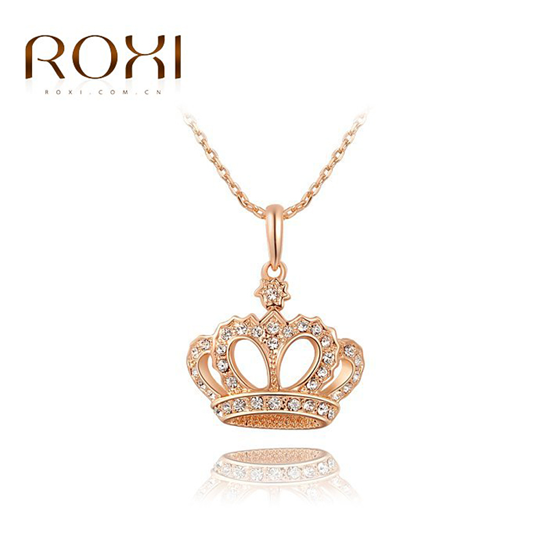 2015 Roxi Fashion Women s Jewelry High Quality Rose Gold Plated Crown Shaped Pendant Necklace With