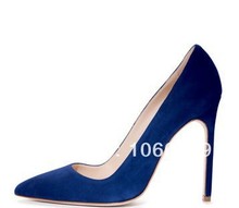 free shipping 2014 new blue/orange/green/grey/red suede high heel women pumps
