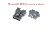 50 SetS/lot 5 Pin SM2.54-5P JST 2.54mm series, Multipole Connector plug, With male and female pins