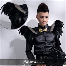 Male personality Banquet feather epaulette brooch corsage accessories