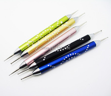 Luxury 5Pcs 2-Way Nail Art Dotting Pens Aluminum Marbleizing Painting Dot Tool