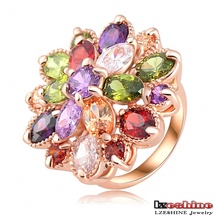 Unique Fashion Multicolor Engagement Rings 18K Rose Gold Plated With AAA Swiss Zircon Fashion Jewelry Ri-HQ0365-b