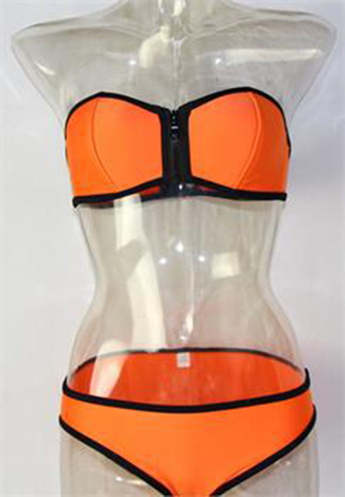 2015 Hot Sale triangl NEOPRENE BIKINI Superfly Swimsuit zipper top neon Bottoms Neoprene Swimwear For Women XS-L (3)