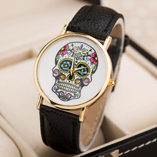 New Fashion Geneva casual Skull Watch Ladies Golden quartz Watch women dress wristwatch girl s gift