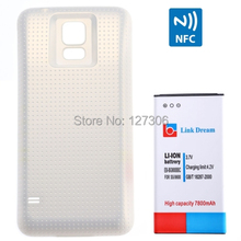 White Color Link Dream High Quality 7800mAh Mobile Phone Battery with NFC & Scrubs Cover Back Door for Samsung Galaxy S5  G900