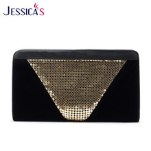 New Design Women Evening Clutch Bags High Quality Black Velvet Glitter Sequins Elegant Clutch Female Party