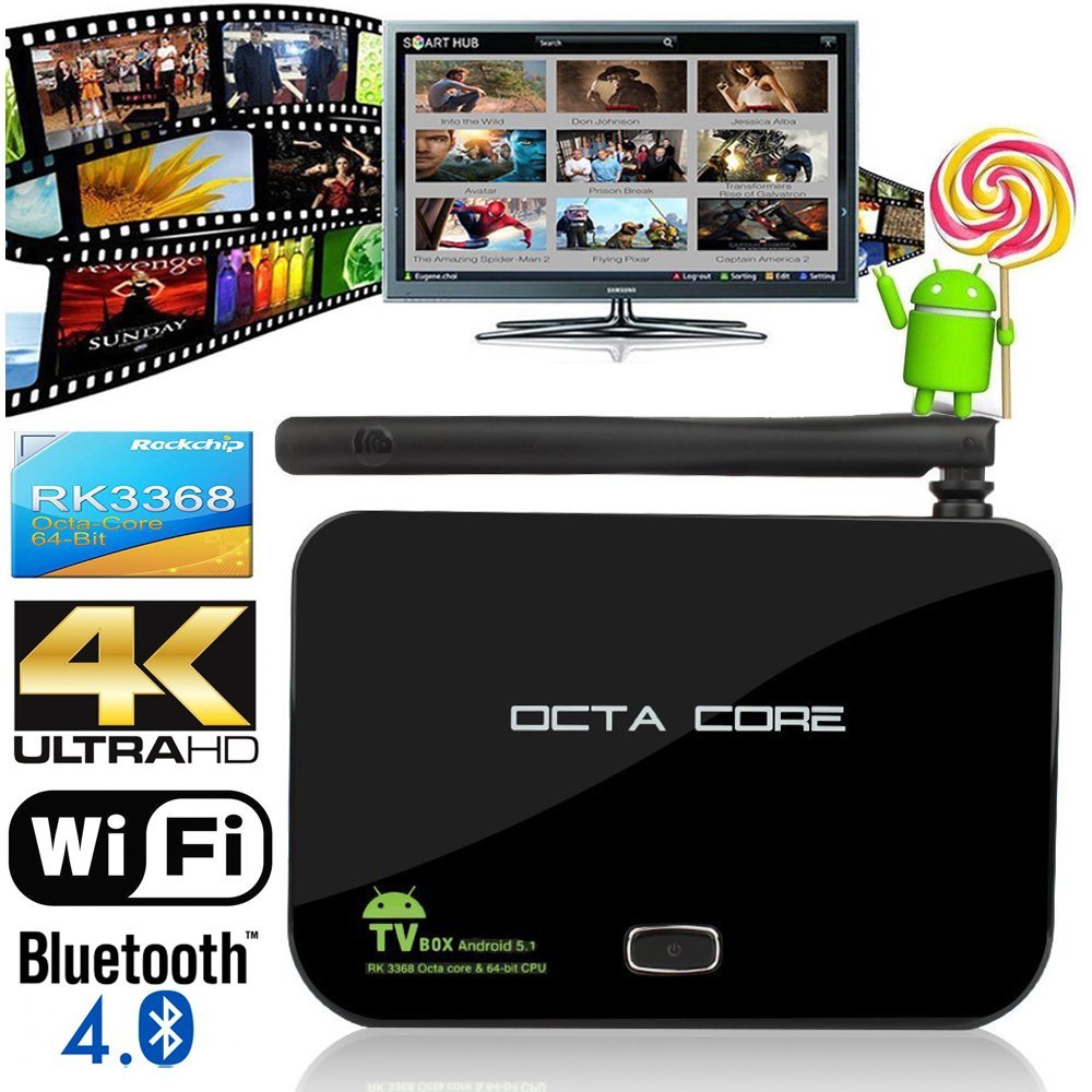 new Z4 RK3368 TV Box Android 5.1 Octa Core 2GB 16GB 4K Bluetooth 2.4G/5G dual Wifi 3D Moive Smart Media Player Kodi Fully Loaded