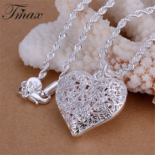 New Style Scrub Flower Heart Pendants Romantic Design Fashion Jewelry Accessories Silver Plated Cute Style for Women HFNE0835