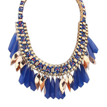 Statement necklace fashion women 2015 collar vintage big chunky bib tassel long summer style chain necklaces & pendants jewelry