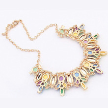 Gold Plated Resin Rhinestone Flower Statement Necklace Women Necklaces Pendants Summer Style Jewelry Colar For Gift