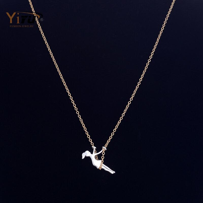 Free shipping, 30pcs/lot Gold and Silver Girl Swing Necklace, Pendant-N016