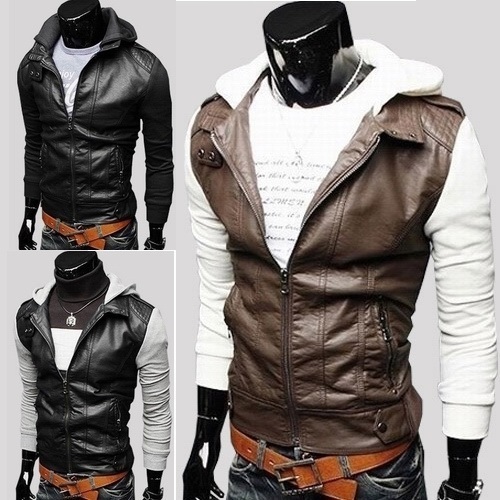 Jackets with leather sleeves for men