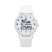 Spl Fashion Luxury Women Follow Dreams Words Pattern Leather Casual Wristwatches Women Top Brand