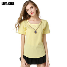 Blusas Femininas 2016 New Fashion Women’s Colourful O Neck Summer Chiffon Blouses Shirt Cute Puff Sleeve Shirts Casual Tops
