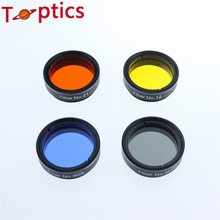1.25 pulgadas 4 vidrio de filtro nebulosa filtros conjunto naranja #21, azul claro #80a, de color amarillo oscuro #15Astronomical telescopio oculares