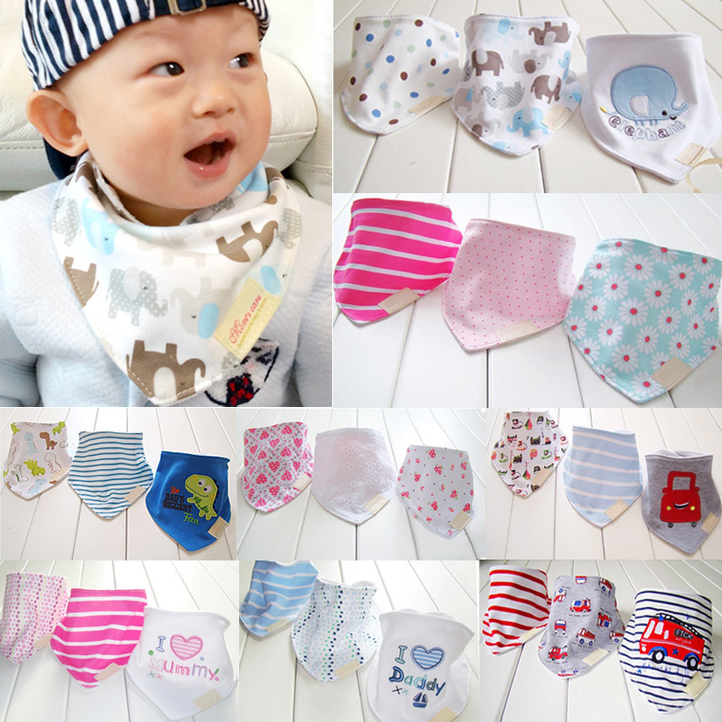 3pcs set Baby Bibs High Quality Cotton Bandana Bibs Para Bebe Infant Saliva Towel Babadores For